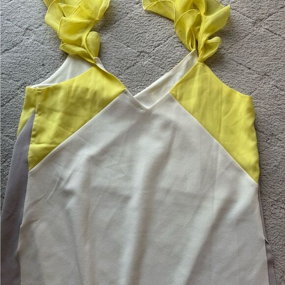 Yellow gray colorblock ruffle sleeve off shoulder tank top by Zara sz M - Picture 10 of 10